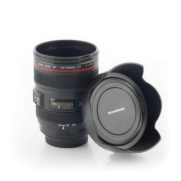 InnovaGoods Mug with Lid Camera Lens Design 400ml