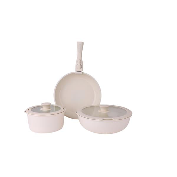 Zilan Cookware Set 8PC Granite Detachable Handle