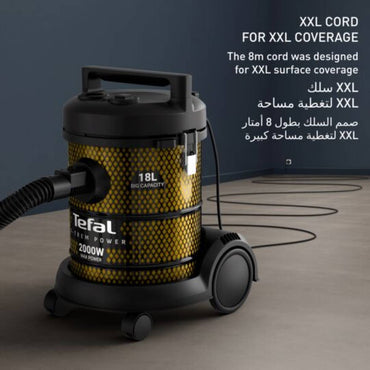 Tefal Drum X-Power 18L, 2000W, Bagless, Multi-surface nozzle, Built-in Dust Blower, Crevice Tool
