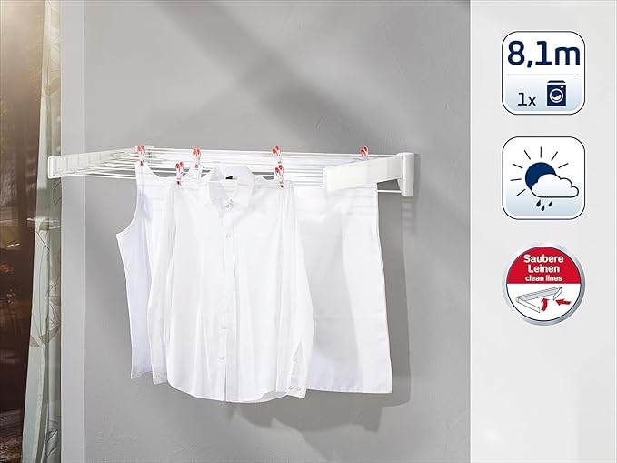 Leifheit Telefix 100 Wall Mounted Clothes Dryer 8.1M White