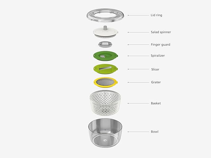 Joseph Joseph Salad Prep Set 4PC Bowl Spiraliser Grater