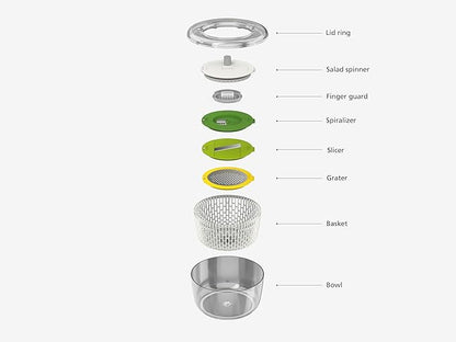 Joseph Joseph Salad Prep Set 4PC Bowl Spiraliser Grater