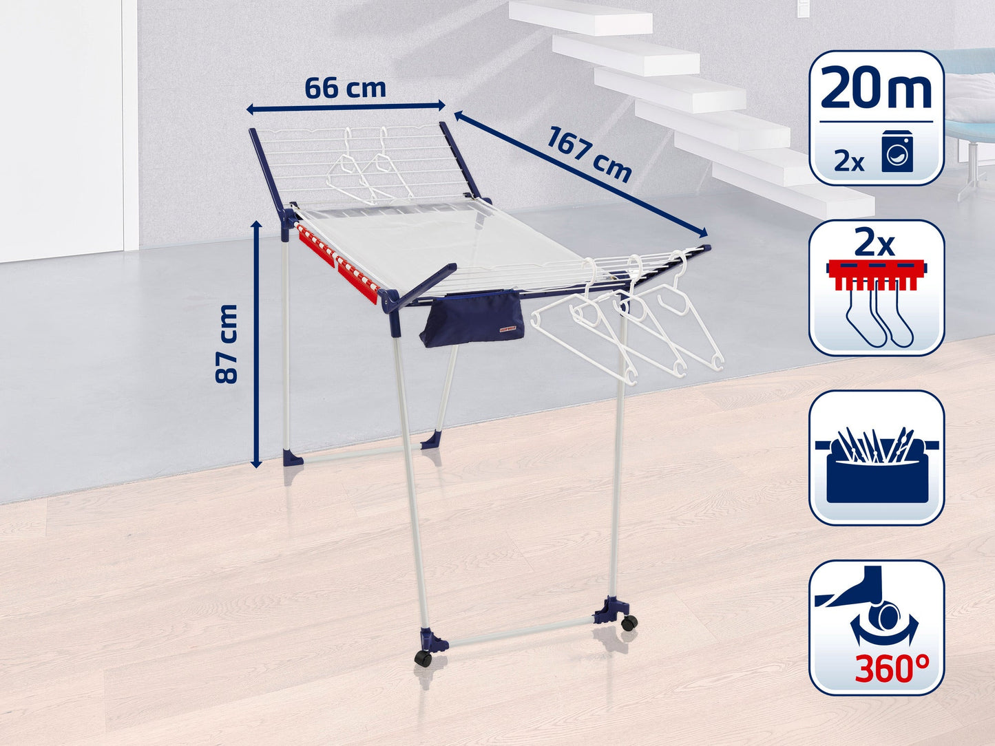 Leifheit Pegasus 200 Deluxe Standing Clothes Dryer 20M