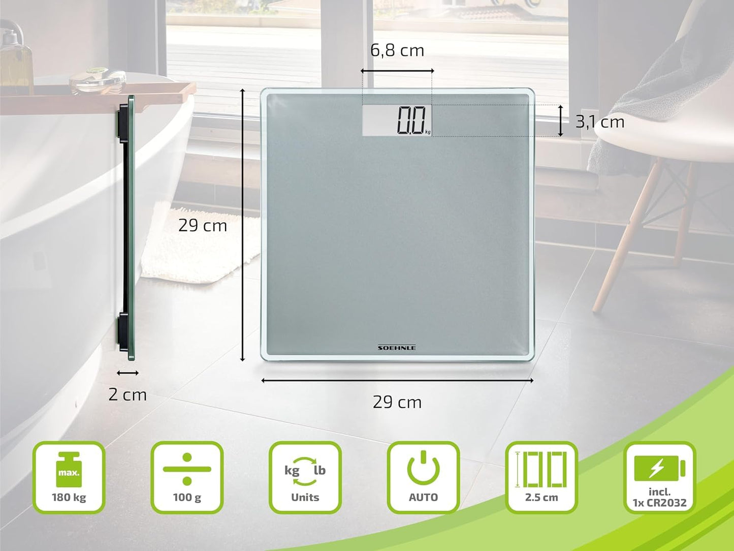 Soehnle Digital Bathroom Scale 180KG Compact
