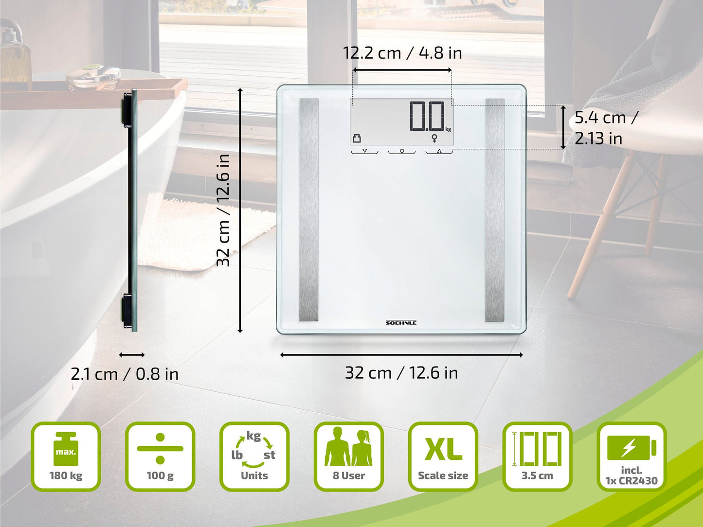 Soehnle Body Analysis Scale 180KG BIA Connect 8 Users