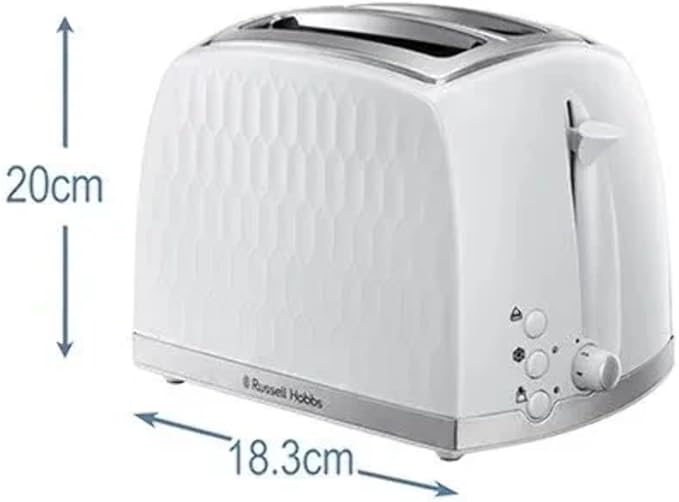 Russell Hobbs Honeycomb Toaster 2-Slice Wide Slot White