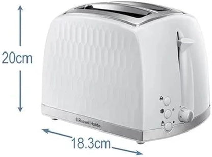 Russell Hobbs Honeycomb Toaster 2-Slice Wide Slot White