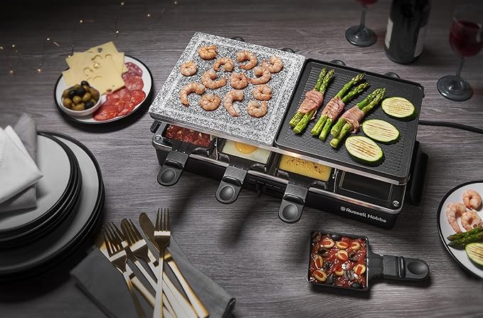 Russell Hobbs 3-in-1 Raclette Grill 1400W Stone & Non-Stick