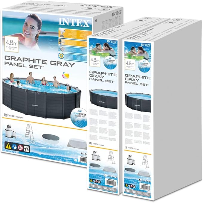 Intex Graphite Gray Panel Pool Set 4.78m Sand Filter