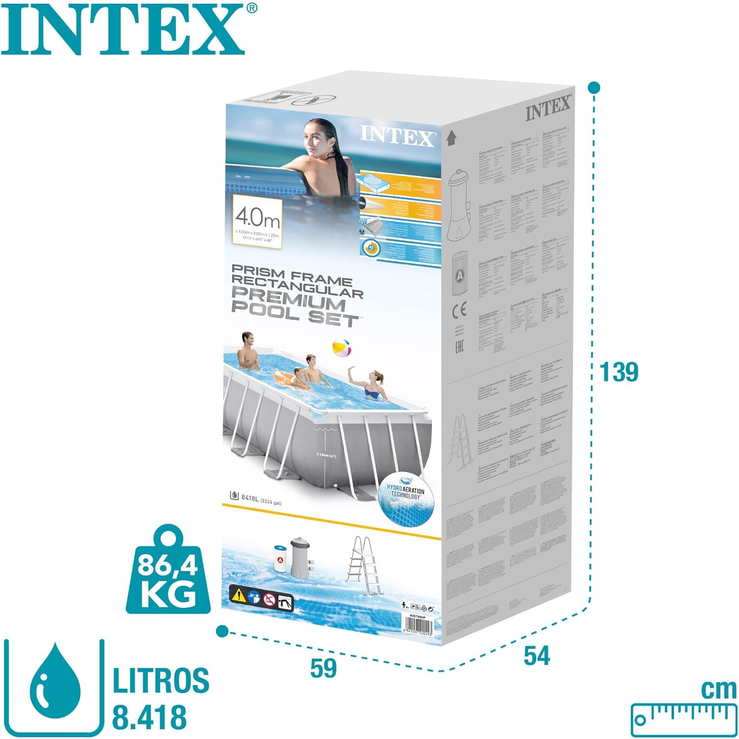 Intex Prism Frame Rect Pool Set 4.0x2.0x1.22m