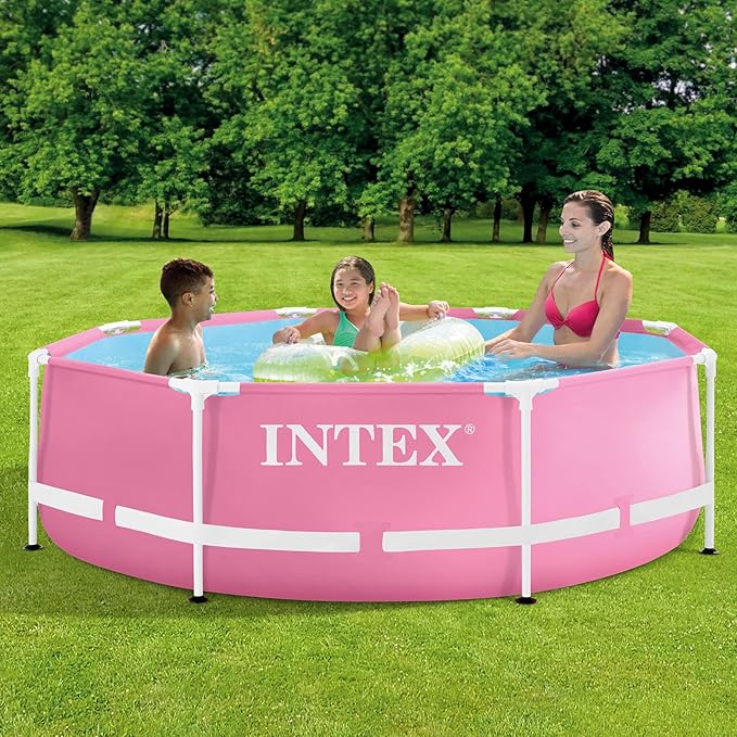 Intex Metal Frame Pool 2.44m Pink (No Filter)