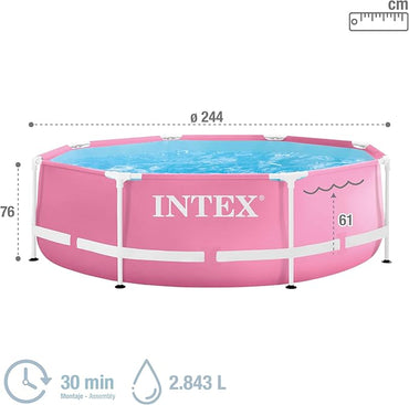 Intex Metal Frame Pool 2.44m Pink (No Filter)
