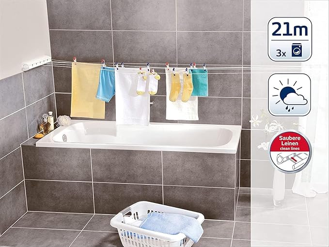 Leifheit Rollfix 2000 Wall Dryer Retractable 21M White