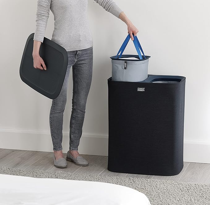 Joseph Joseph Tota Laundry Basket 90L 3 Compartment Black