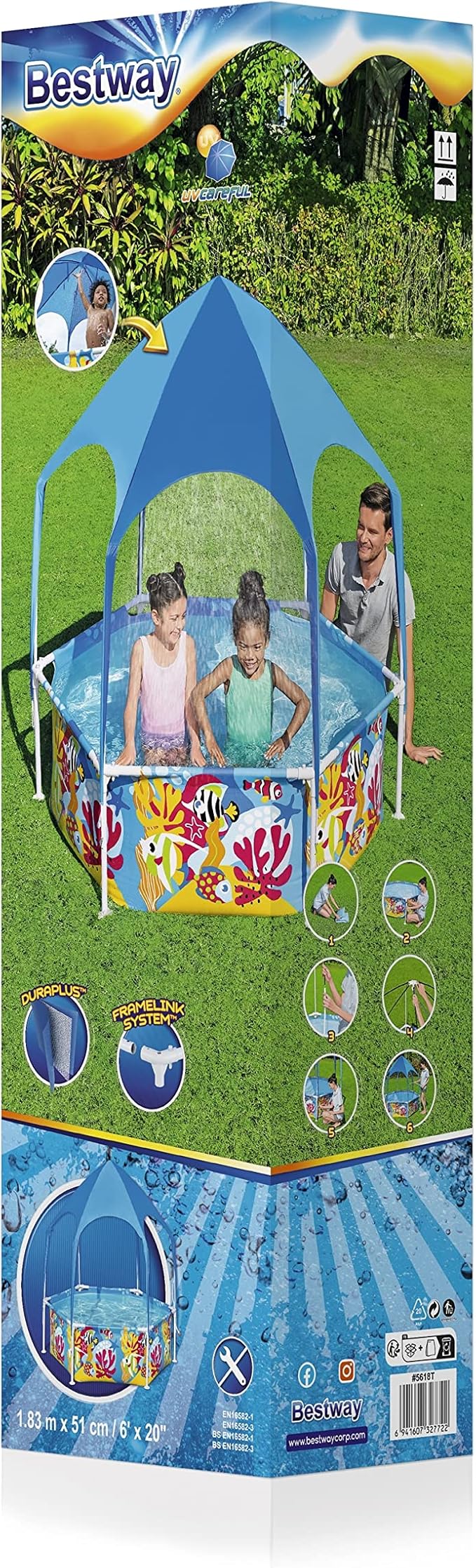 Bestway Power Steel Splash-in-Shade Play Pool
