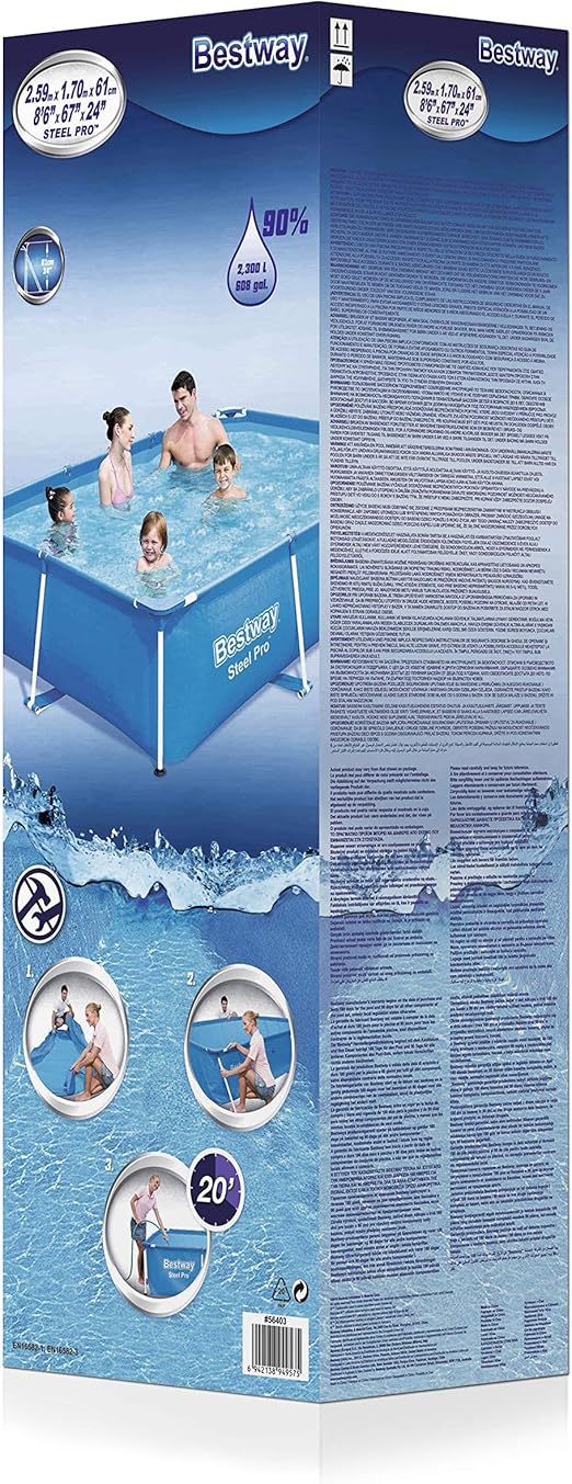 Bestway Steel Pro Rectangular Pool 2.59m 2300L