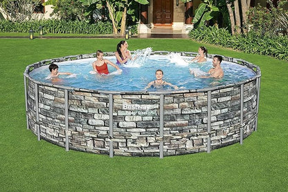 Bestway Power Steel Round Pool 5.49m 26000L Stone Print