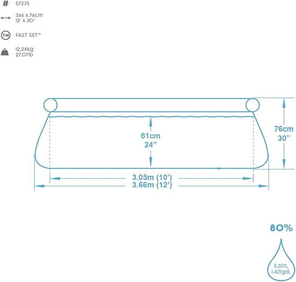 Bestway Fast Set Round Pool 3.66m 5377L