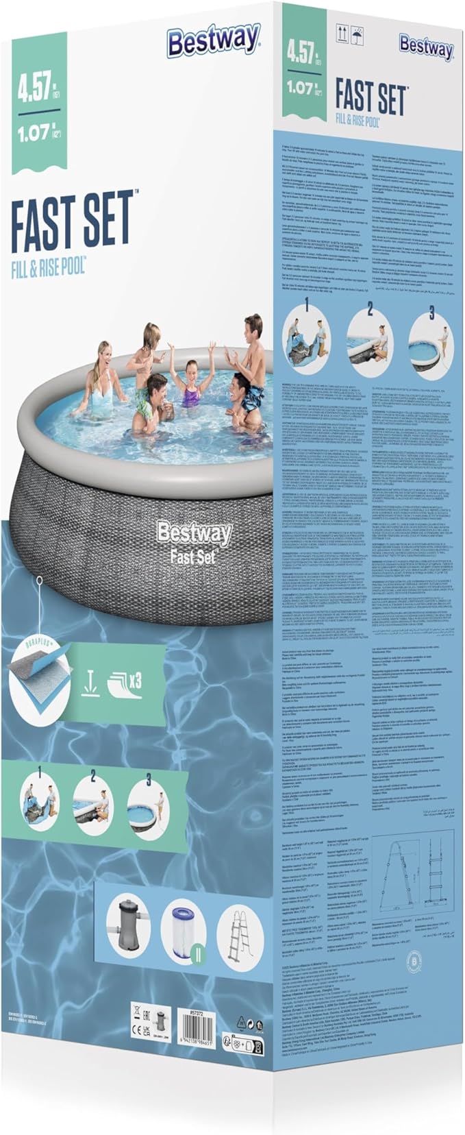 Bestway Fast Set Round Pool 4.57m 12362L with Pump