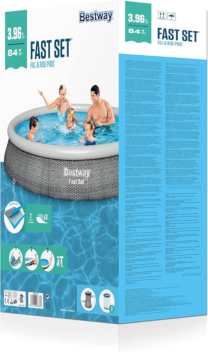 Bestway Fast Set Round Pool 3.96m Rattan Look