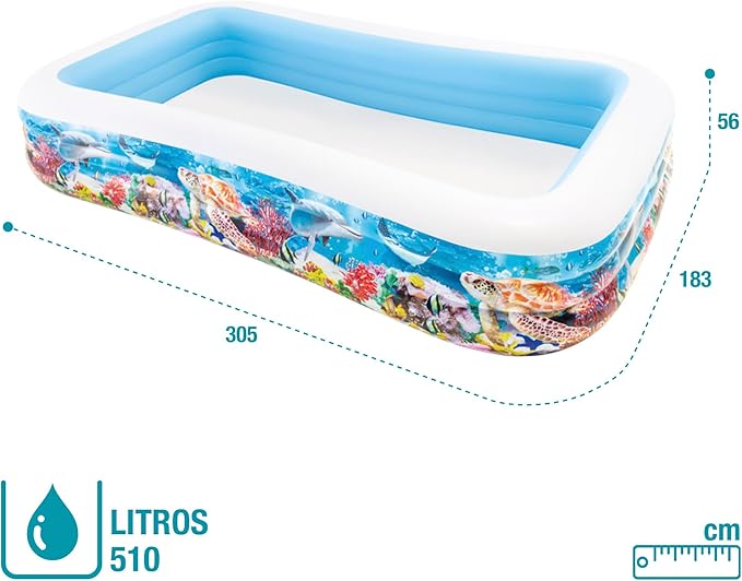 Intex Rectangular Family Inflatable Pool 305x183cm