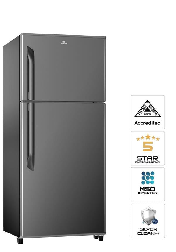 Walton Two-Chamber Refrigerator 442L No Frost Inverter Black/Silver