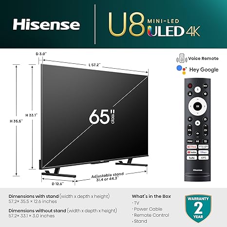 Hisense 65 Inch Q6N 4K Smart QLED TV 60Hz VIDAA