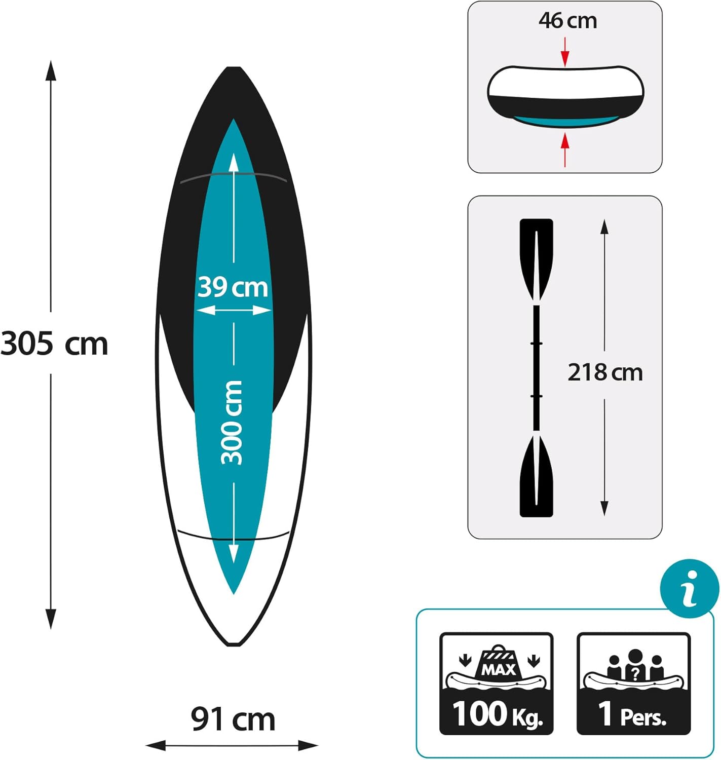 Intex Excursion Pro K1 Inflatable Kayak 1-Person 3.05m