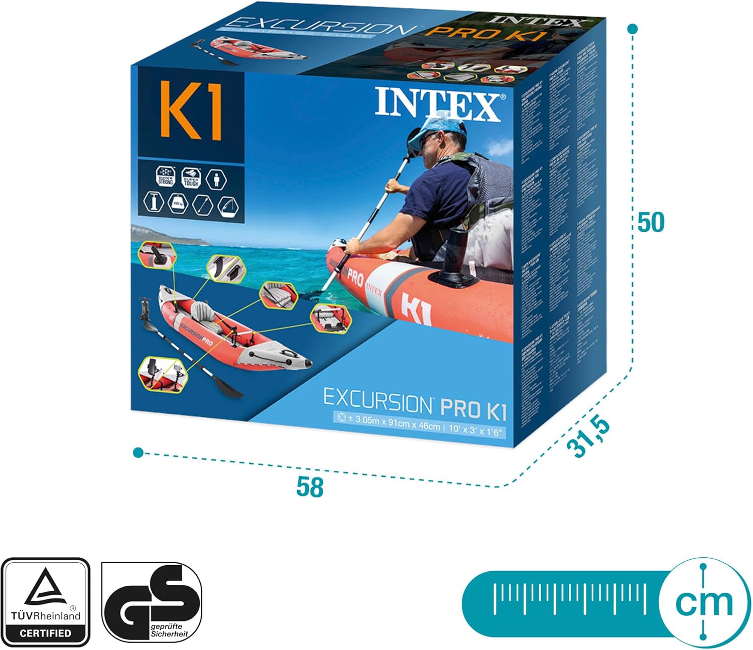 Intex Excursion Pro K1 Inflatable Kayak 1-Person 3.05m