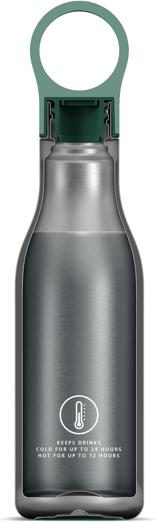 Joseph Joseph Loop Vacuum Water Bottle 500ml Green 12/24H