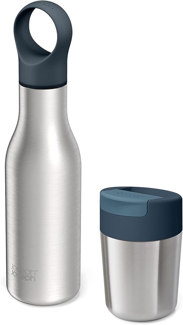 Joseph Joseph Travel Set 2PC Vacuum Bottle & Travel Mug SS