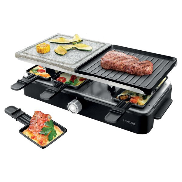 Sencor Raclette Grill - 2 IN 1 Grill - 8 Little Pans - 8 Spatules - 1400W