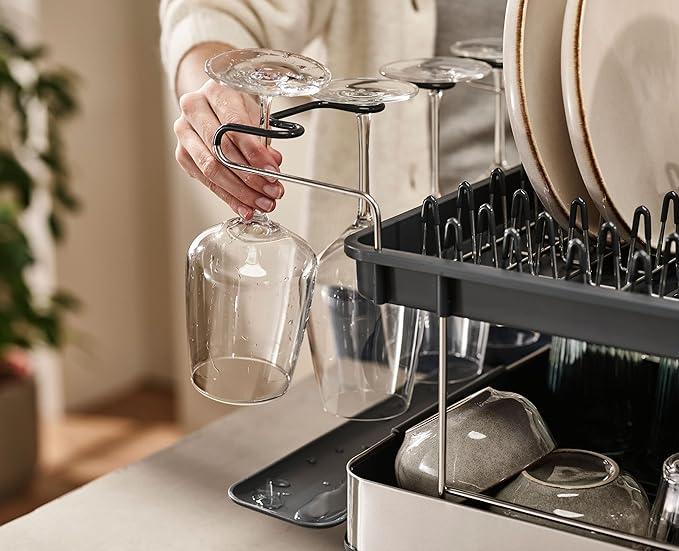 Joseph Joseph Excel 2-Tier SS Dish Rack Wine Glass Holder