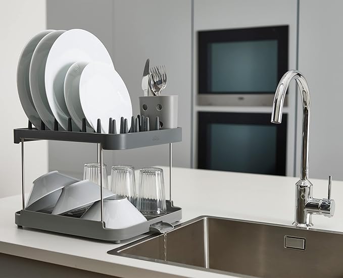 Joseph Joseph Duo 2-Tier Extendable Dish Rack Grey