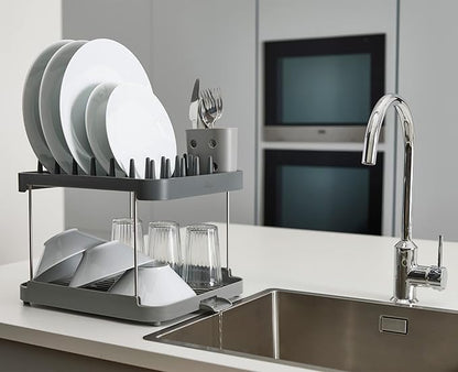 Joseph Joseph Duo 2-Tier Extendable Dish Rack Grey