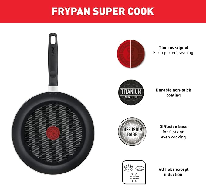 Tefal G6 Super Cook Cookware Set 7PC Non-Stick Black