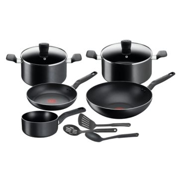 Tefal Super Cook Cookware Set 10PC Non-Stick Black