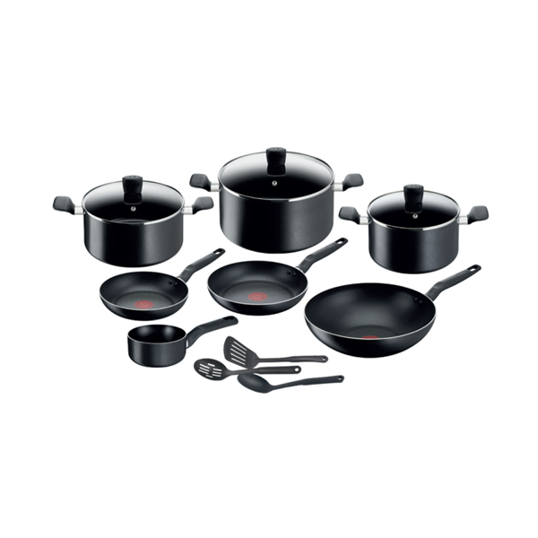 Tefal Super Cook Cookware Set 13PC Non-Stick Black