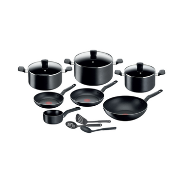 Tefal Super Cook Cookware Set 13PC Non-Stick Black