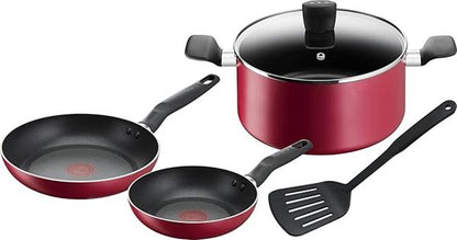 Tefal Super Cook Cookware Set 5PC Non-Stick Red