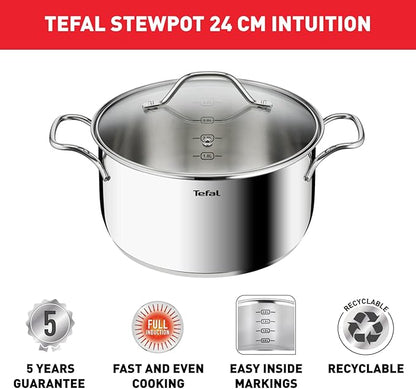 Tefal Intuition Casserole 24cm 4.9L Stainless Steel Induction