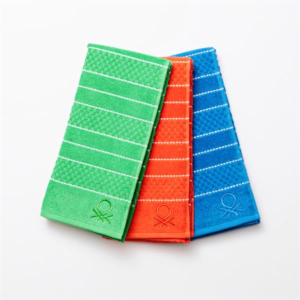 Benetton Kitchen Towel Set 3PCS Blue Red Green