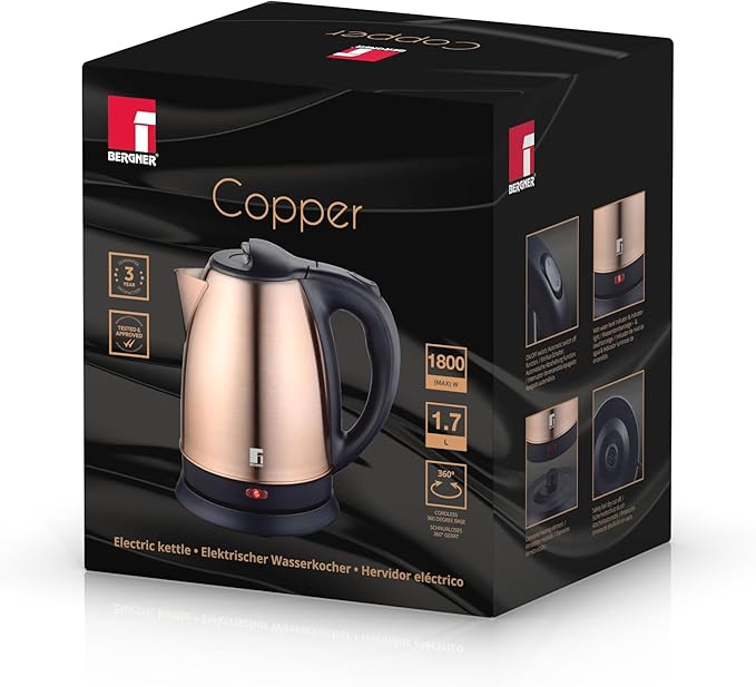 Bergner Electric Kettle 1800W 1.7L Copper