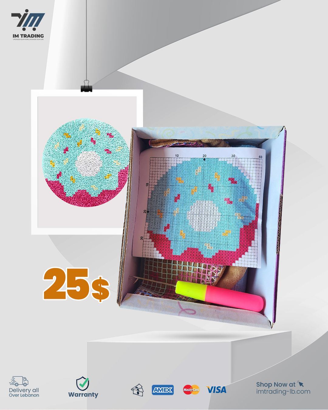 Stitch N Snuggle Latch Hook Cushion Kit 30x30cm 12 Designs