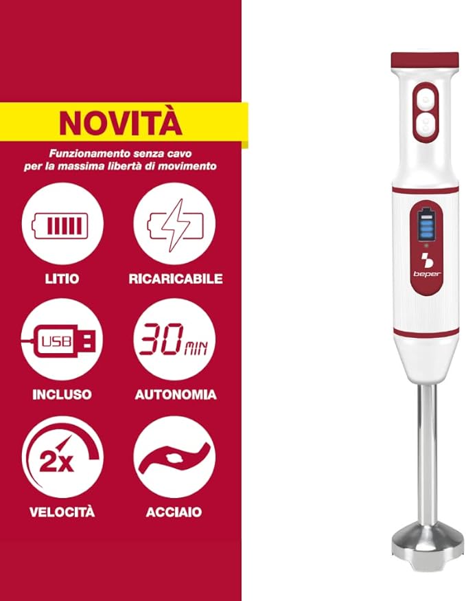 Beper Rechargeable Cordless Hand Blender