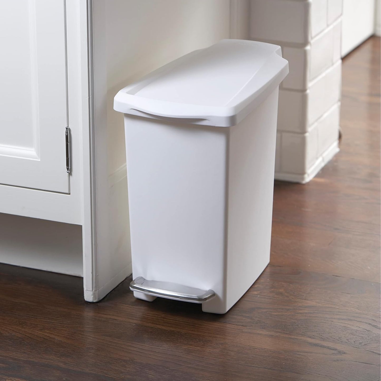 Simplehuman Slim Pedal Bin 10L Plastic White