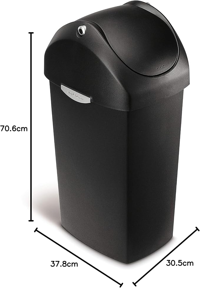 Simplehuman Swing Lid Bin 40L Plastic Black