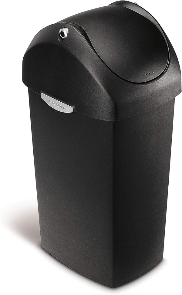 Simplehuman Swing Lid Bin 40L Plastic Black