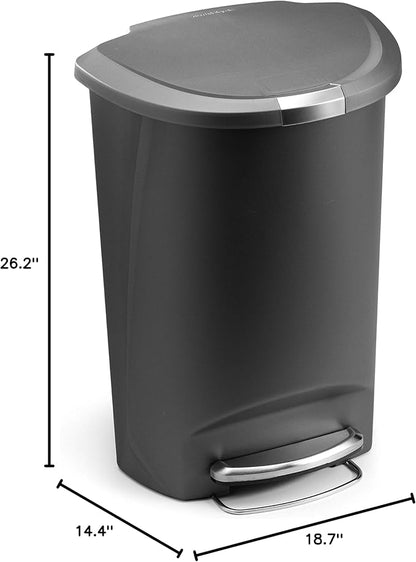 Simplehuman Semi-Round Pedal Bin 50L Plastic Grey