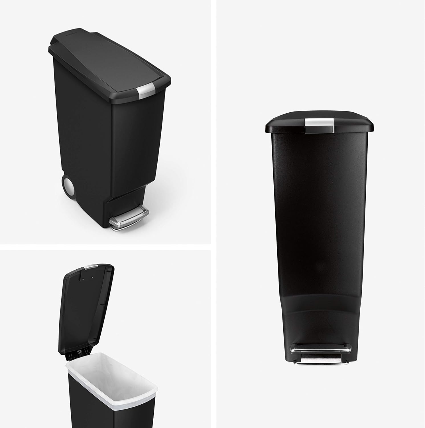 Simplehuman Slim Pedal Bin 40L Plastic Black